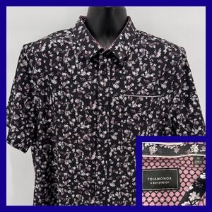 7DIAMONDS "Give Me Love" Mens XL Short Sleeve 4 Way Stretch Shirt Black